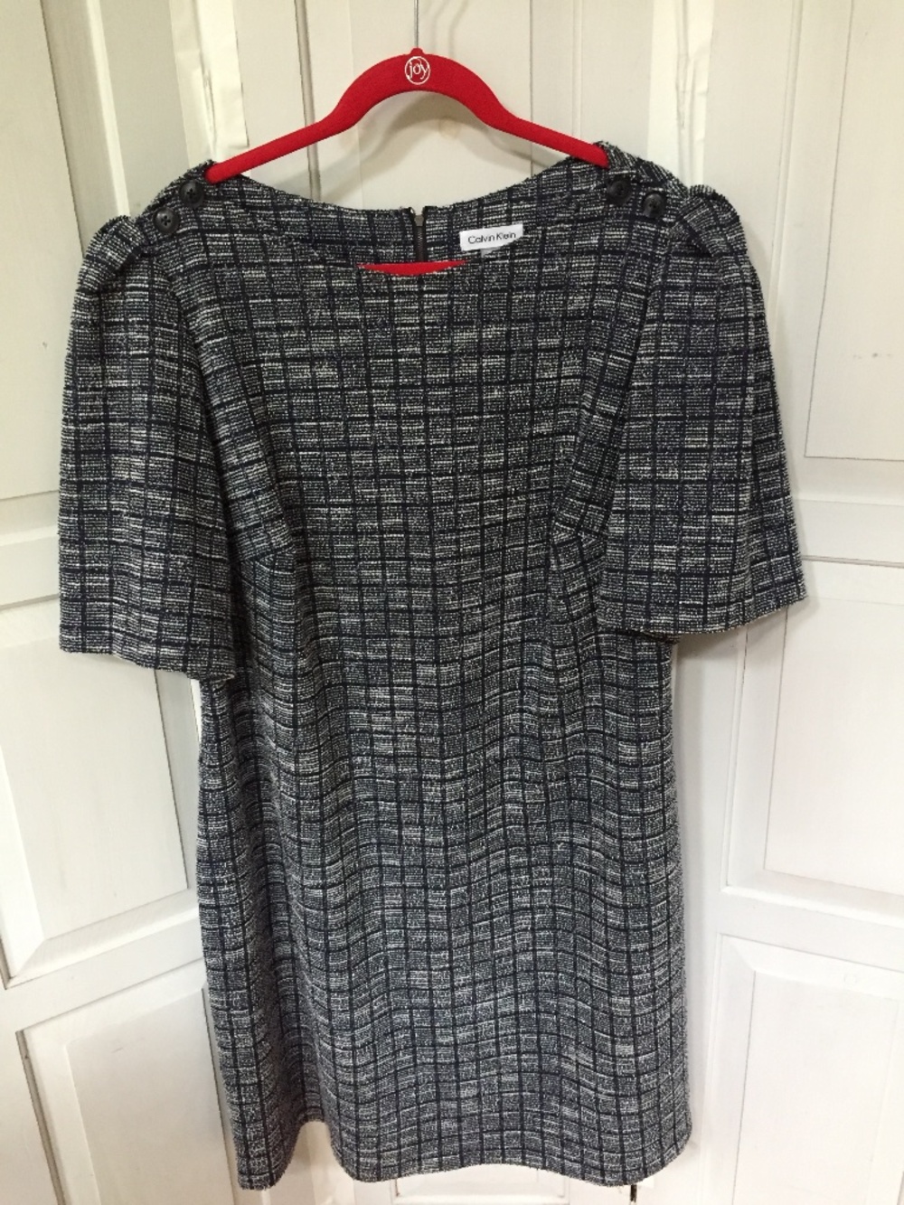 Calvin Klein Gray and Black Textured Shift Dress
